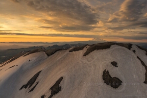 Aerial Mount St Helens Crater Ski Trails