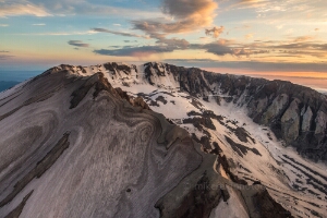 Aerial Mount St Helens Crater Snow Closeup