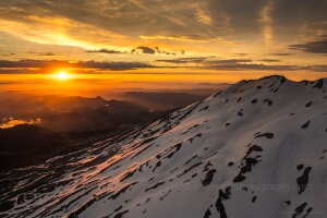 Aerial Mount St Helens Crater Sunset