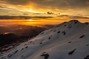 Aerial Mount St Helens Sunset Light