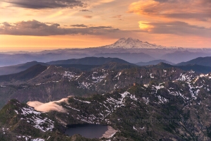 Aerial Mount St Helens and Rainier