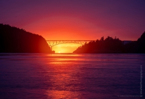 Deception Pass Bridge Fiery Skies Last Sun