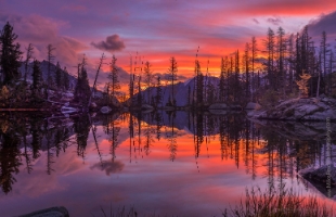 Alpine Lakes Morning Fire Symmetry