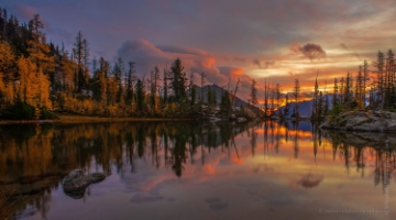 Alpine Lakes Sunrise Clouds Symmetry