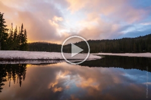 Rainier Reflection Lakes Sunset Cloudscape Timelapse Video