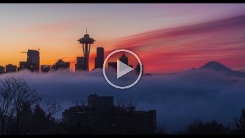 Seattle Foggy Sunrise Timelapse from Kerry Park