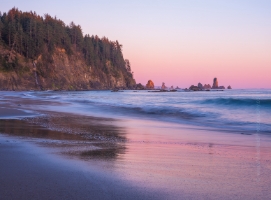 Washington Coast Third Beach Cliff and Sunset Waves