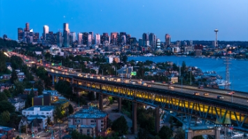 Aerial Seattle Blue Hour Freeway Bridge Eastlake and Downtown Mavic 4 Pro.jpg default