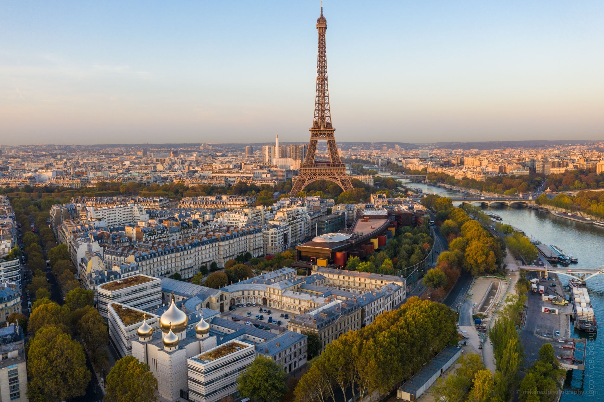 Over Paris Eiffel Tower Golden Light DJI Mavic Pro 2