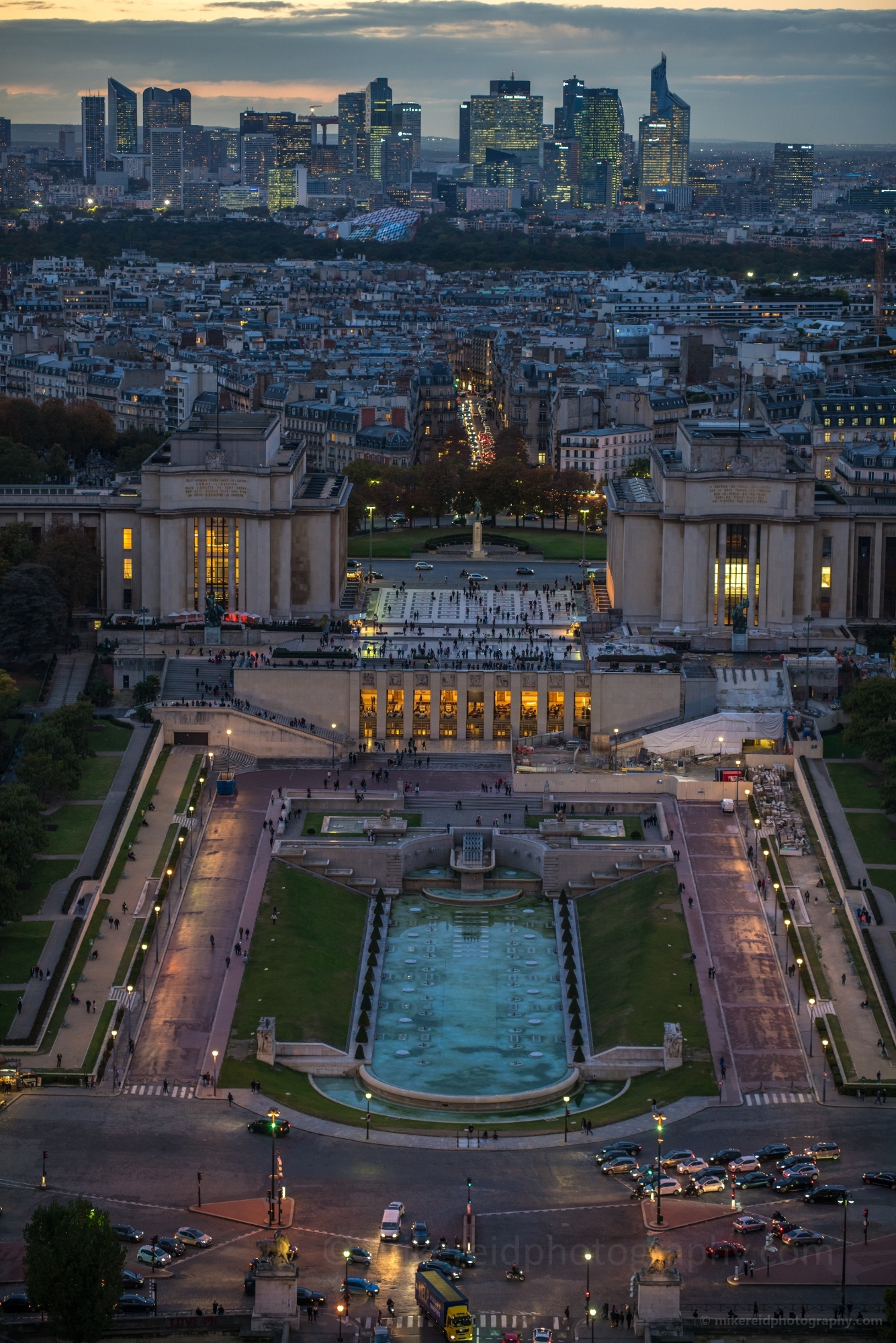 Palais de Chaillot and the City Beyond at Night from the Eiffel Tower