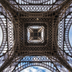 Eiffel Tower Looking Up Wide Angle.jpg To order a print please email me at  Mike Reid Photography : Paris, arc, rick steves, napoleon, eiffel, notre dame, gargoyle, louvre, versailles