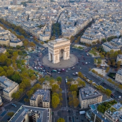 Over Paris Arc De Triomphe Evening Light DJI Mavic Pro 2 Drone.jpg To order a print please email me at  Mike Reid Photography : Paris, arc, rick steves, napoleon, eiffel, notre dame, gargoyle, louvre, versailles