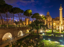 Rome Foro Romano Night Trees