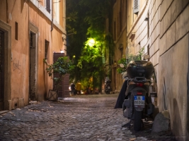 Rome Night Streets Scooter Alley