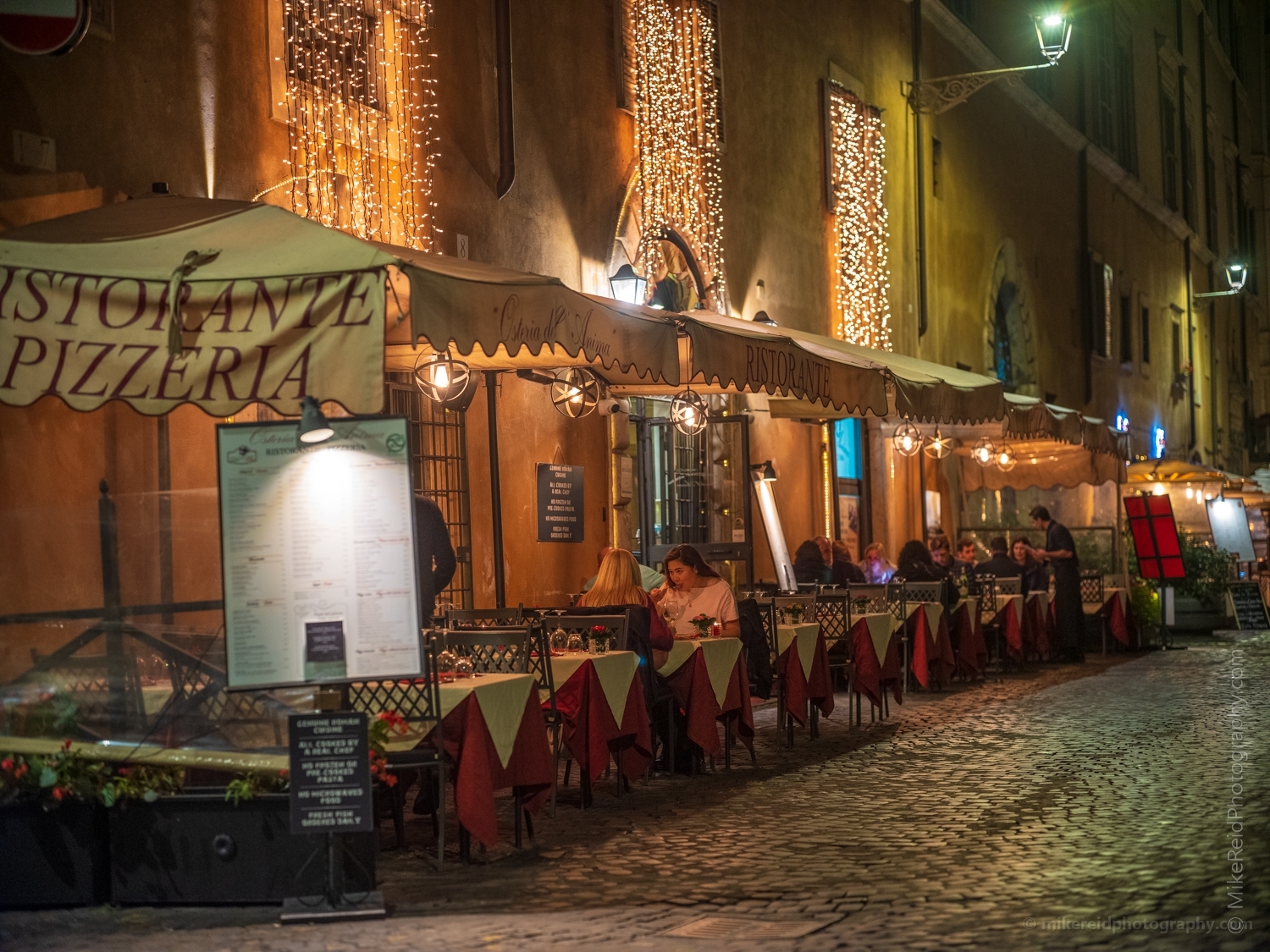 Rome Night Streets Cafe Tents
