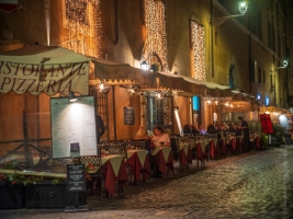 Rome Night Streets Cafe Tents