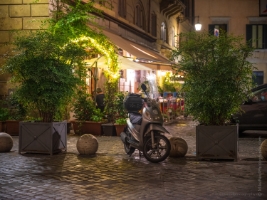 Rome Night Streets Osteria Scooter