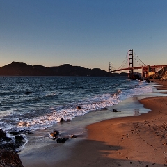 Wide BEach Sunset with Golden Gate Bridge To order a print please email me at  Mike Reid Photography : san francisco, city by the bay, baker beach, golden gate bridge, golden gate park, coit, transamerica, cable car, panorama, california, cityscape