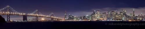 San Francisco Cityscape at Night Wide panorama of San Francisco from Treasure Island