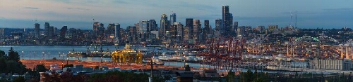 Seattle Skyline and Port from West Seattle From atop West Seattle, this breathtaking panoramic view captures the Seattle skyline. The cranes and lights of the Port of Seattle frame the city’s silhouette,...