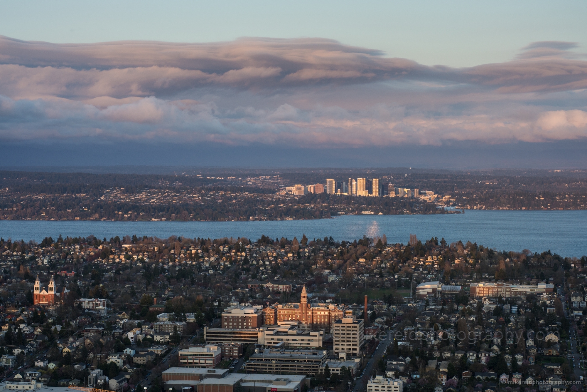 Bellevue Sunset Light Sky View Observatory Seattle