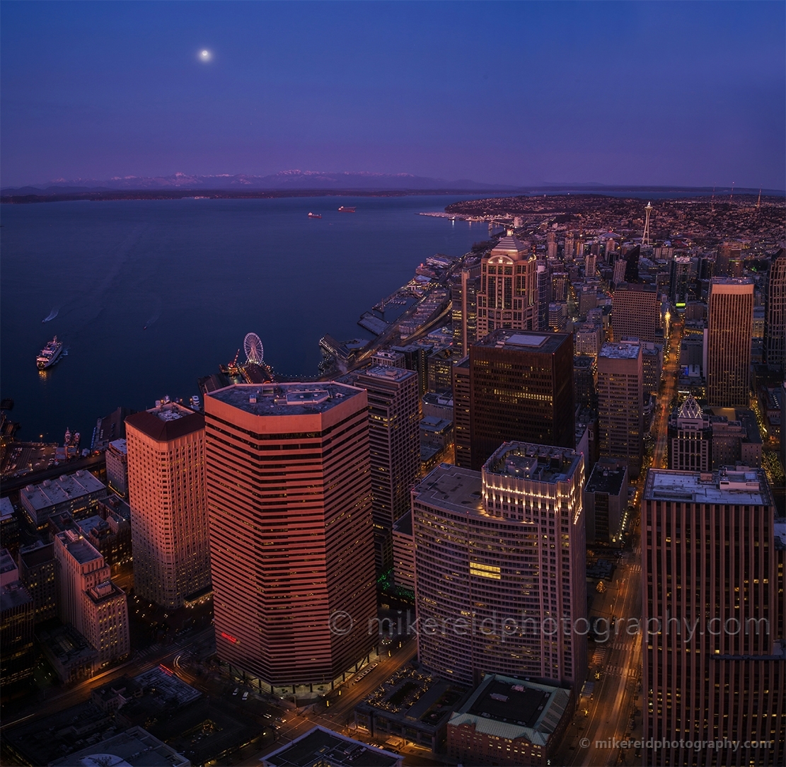 Moonset Sunrise Seattle