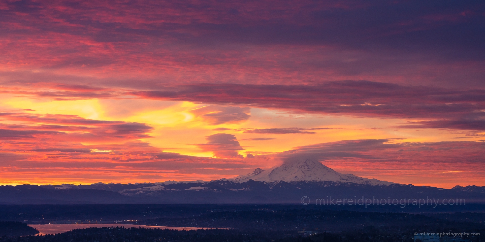 Mount Rainier Burning skies Sunrise Sky View Observatory Seattle