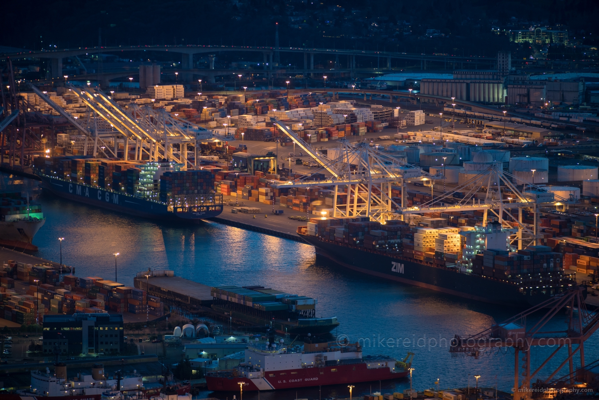 Port of Seattle Night Lights Sky View Observatory Seattle