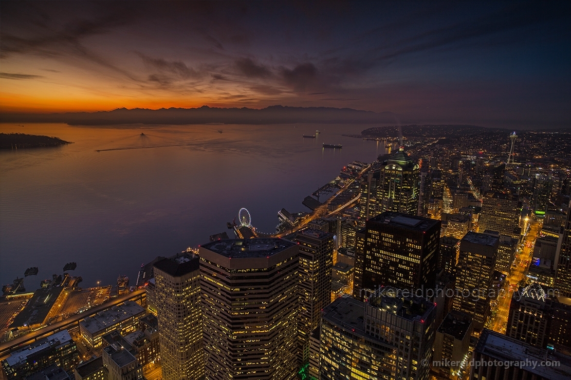 Seattle Elliott Bay Sunset Light