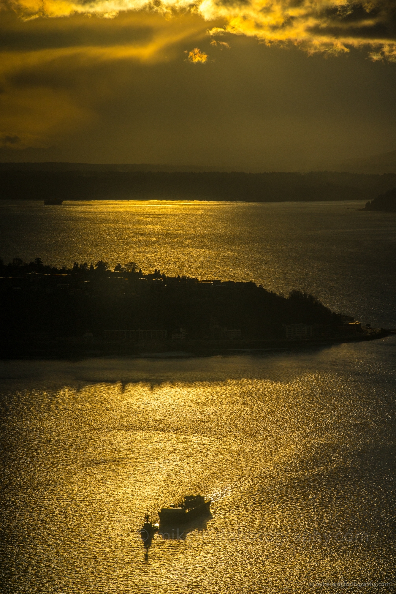 Seattle Photography Golden Sunset tug