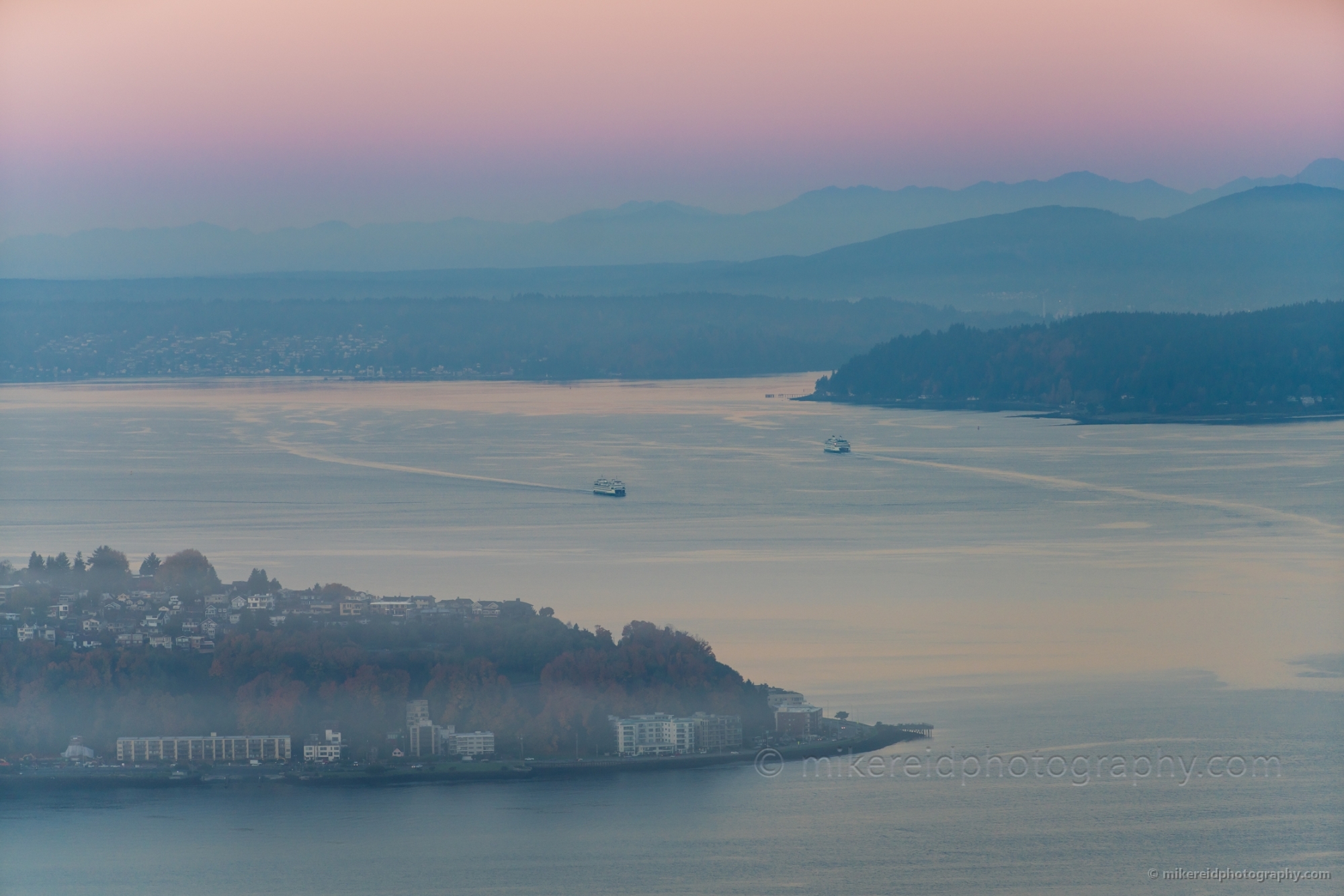 Seattle Photography Morning Ferries Passing Each Other