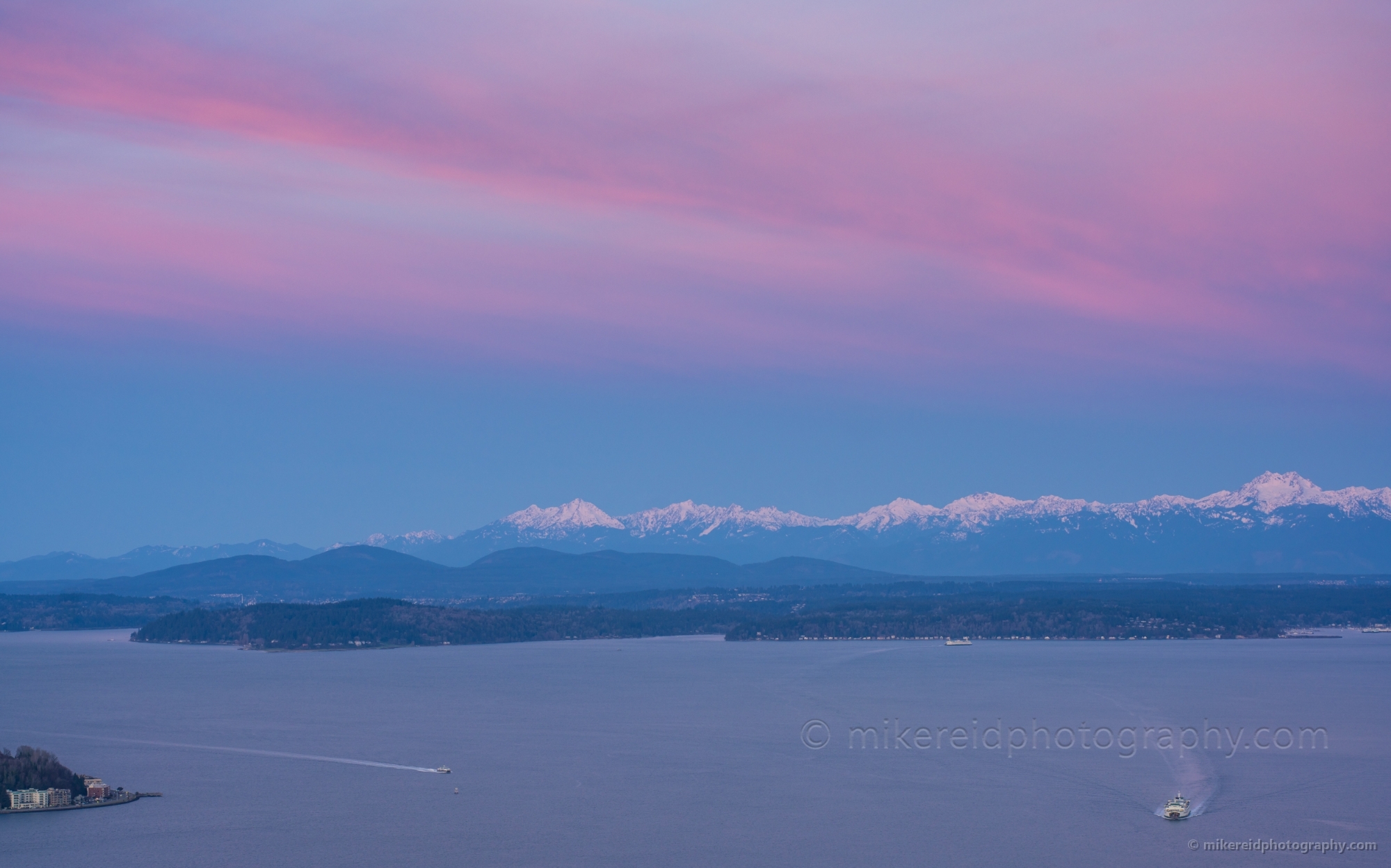 Seattle Photography Snow Capped Olympics Morning Glow