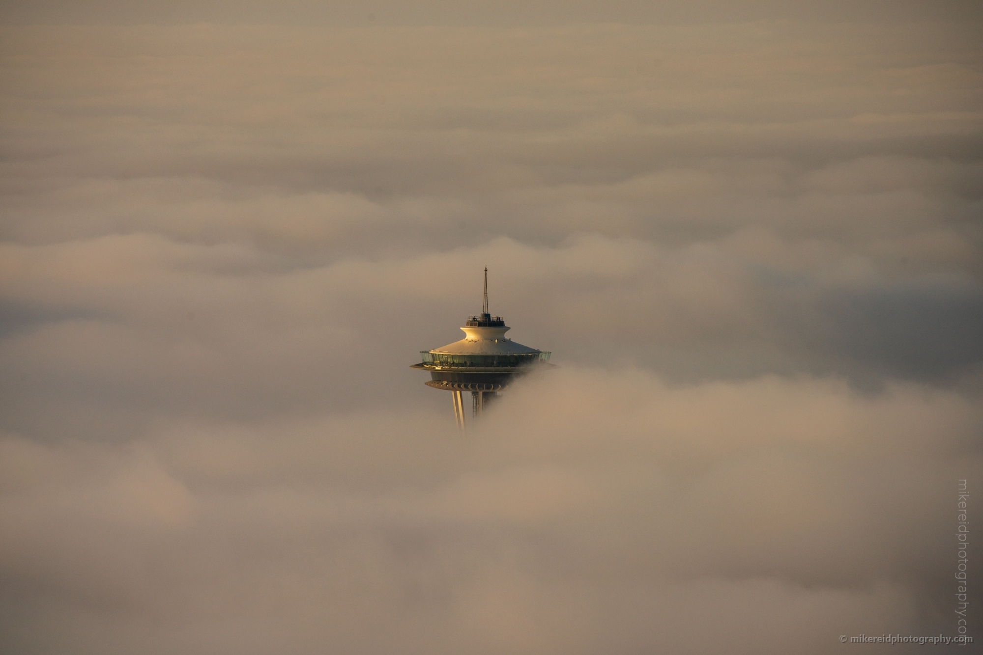Seattle Photography Space Needle in the Clouds
