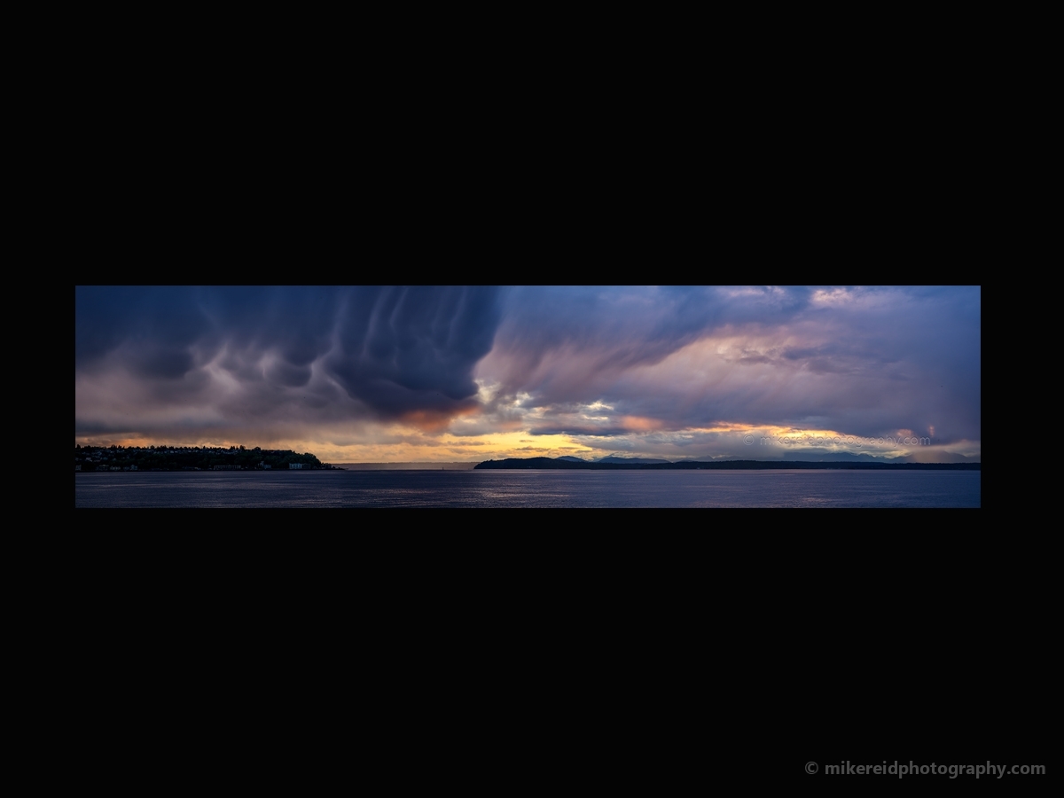Seattle Photography Wild Clouds Stormy Sunset Pano