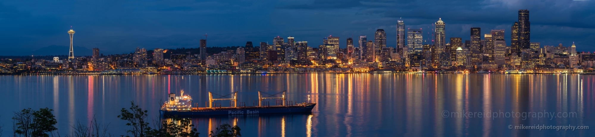 Seattle Skyline Night Reflection from Alki2