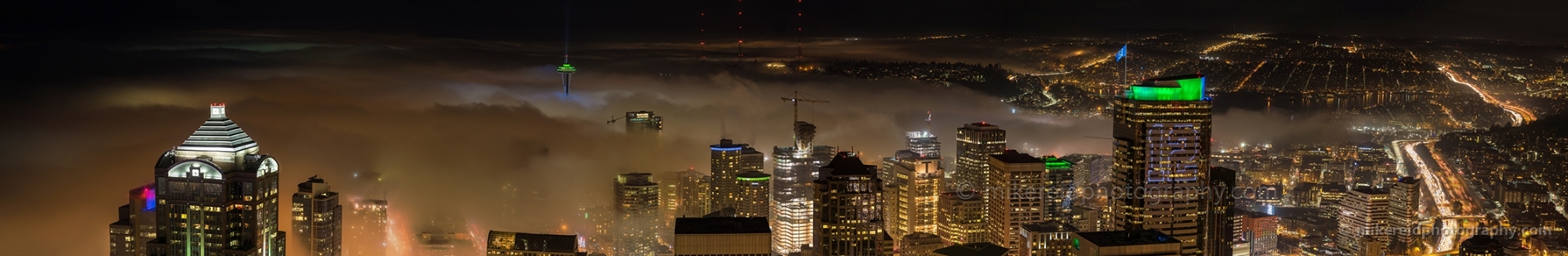 Seattle Under Fog Pano