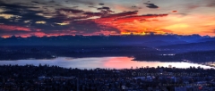 Bellevue to Mercer Island To order a print please email me at  Mike Reid Photography : seattle, sky view observatory, svo, zeiss lenses, columbia center, urban, sunrise, fog, sunset, puget sound, elliott bay, space needle, northwest, washington, rainier, baker