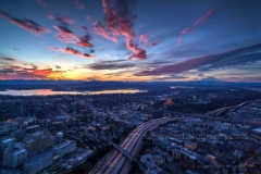 Fiery Clouds To order a print please email me at  Mike Reid Photography : seattle, sky view observatory, svo, zeiss lenses, columbia center, urban, sunrise, fog, sunset, puget sound, elliott bay, space needle, northwest, washington, rainier, baker