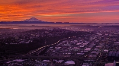 Rainier Morning Colors To order a print please email me at  Mike Reid Photography : seattle, sky view observatory, svo, zeiss lenses, columbia center, urban, sunrise, fog, sunset, puget sound, elliott bay, space needle, northwest, washington, rainier