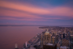 Seattle Photography City Sunrise Glow To order a print please email me at  Mike Reid Photography : seattle, sky view observatory, svo, zeiss lenses, columbia center, urban, sunrise, fog, sunset, puget sound, elliott bay, space needle, northwest, washington, rainier, baker, ferry, seattle storm