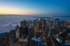 Seattle Photography Cityscape in Blue To order a print please email me at  Mike Reid Photography : seattle, sky view observatory, svo, zeiss lenses, columbia center, urban, sunrise, fog, sunset, puget sound, elliott bay, space needle, northwest, washington, rainier