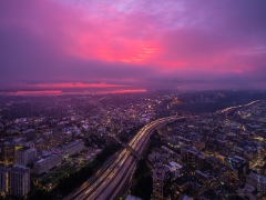 Seattle Photography Fiery Magenta Sunrise To order a print please email me at  Mike Reid Photography : seattle, sky view observatory, svo, zeiss lenses, columbia center, urban, sunrise, fog, sunset, puget sound, elliott bay, space needle, northwest, washington, rainier