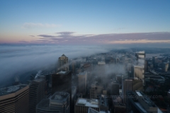 Seattle Photography Morning Fog Rolls To order a print please email me at  Mike Reid Photography : seattle, sky view observatory, svo, zeiss lenses, columbia center, urban, sunrise, fog, sunset, puget sound, elliott bay, space needle, northwest, washington, rainier, baker, ferry, seattle storm