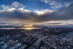 Seattle Sunray Clouds To order a print please email me at  Mike Reid Photography : seattle, sky view observatory, svo, zeiss lenses, columbia center, urban, sunrise, fog, sunset, puget sound, elliott bay, space needle, northwest, washington, rainier, baker, ferry, seattle storm