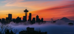 Seattle Sunrise Fogscape from Kerry Park To order a print please email me at  Mike Reid Photography : sunset, sunrise, seattle, northwest photography, dramatic, beautiful, washington, washington state photography, northwest images, seattle skyline, city of seattle, puget sound, kerry park