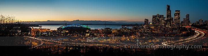 Night Cityscape Seattle Skyline Freeways