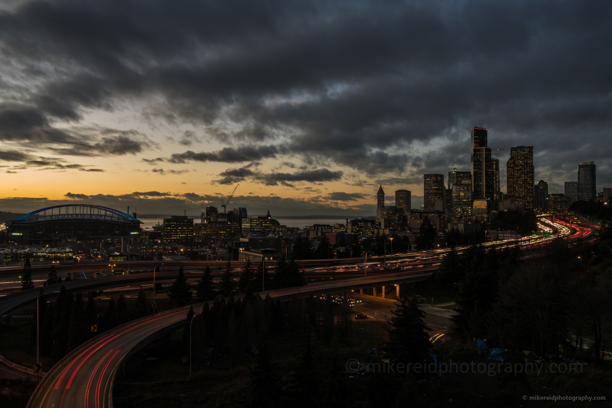 Seattle Photography Night City From Rizal Bridge