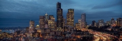 Cityscape Skyline Seattle Dusk To order a print please email me at  Mike Reid Photography