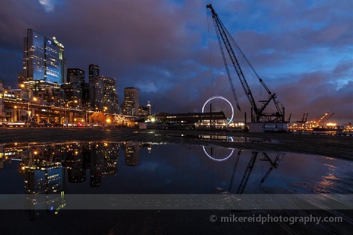 Dramatic Seattle Deep Blue Reflection Sunset