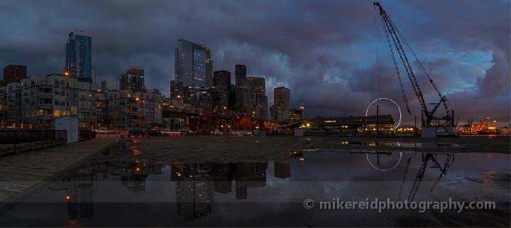Dramatic Seattle Pier Pool Reflection Sunset